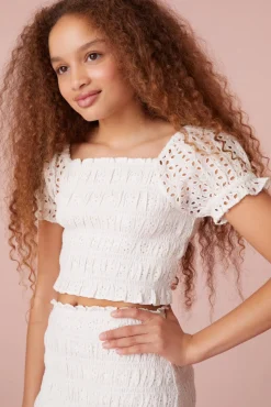 LoveShackFancy Girls Remina Smocked Top