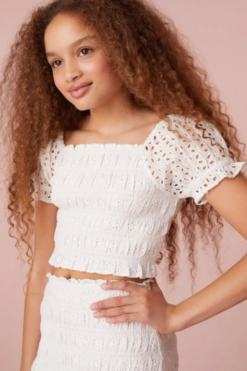 LoveShackFancy Girls Remina Smocked Top
