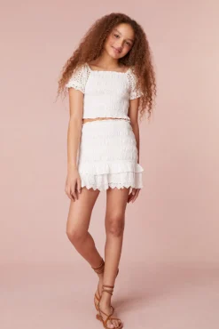 LoveShackFancy Girls Renette Smocked Skirt