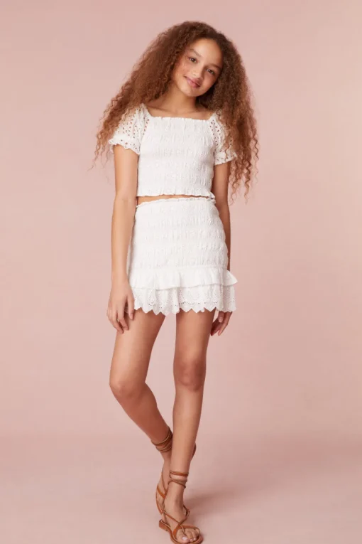 LoveShackFancy Girls Renette Smocked Skirt