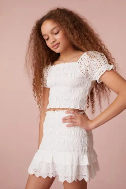 LoveShackFancy Girls Renette Smocked Skirt