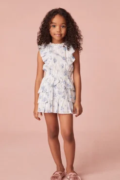 LoveShackFancy Girls Ruffle Blue Decker Dress