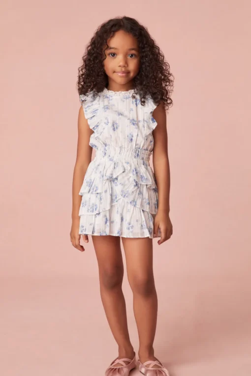 LoveShackFancy Girls Ruffle Blue Decker Dress