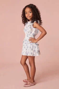 LoveShackFancy Girls Ruffle Blue Decker Dress