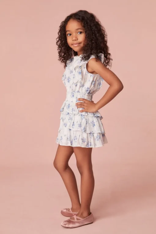 LoveShackFancy Girls Ruffle Blue Decker Dress