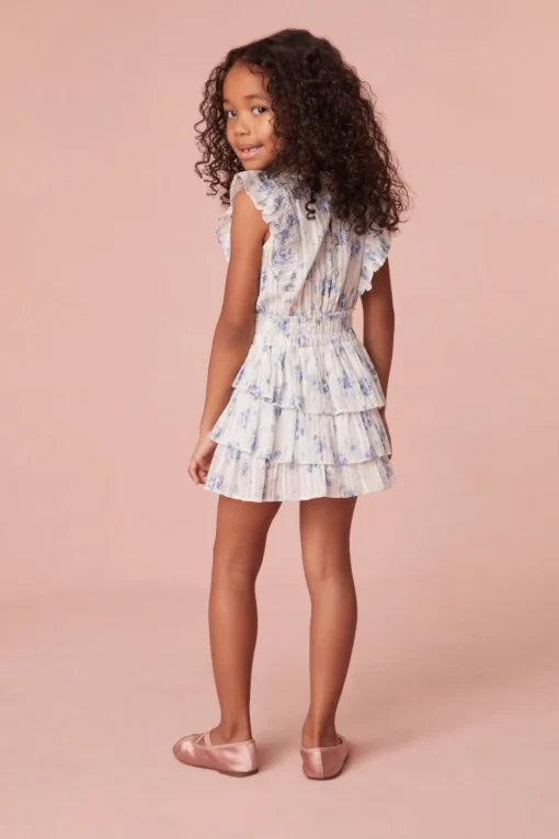 LoveShackFancy Girls Ruffle Blue Decker Dress