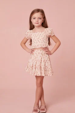 LoveShackFancy Girls Smocked Fabielle Floral Top