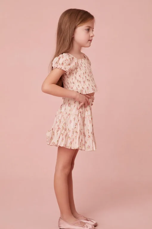 LoveShackFancy Girls Smocked Fabielle Floral Top
