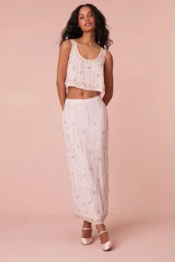 Women LoveShackFancy Goodall Embellished Midi Skirt
