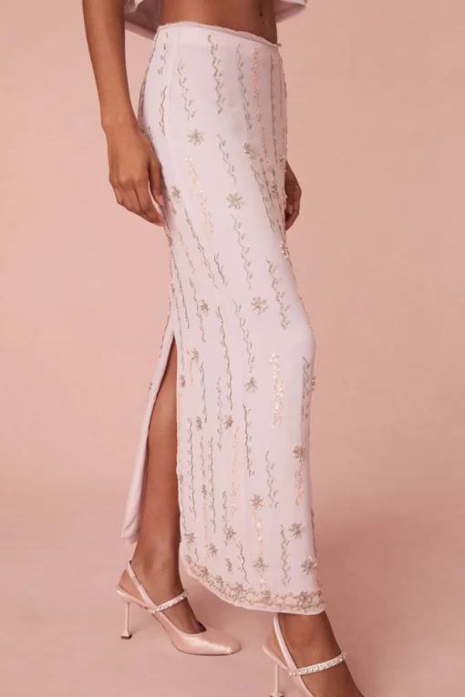 Women LoveShackFancy Goodall Embellished Midi Skirt