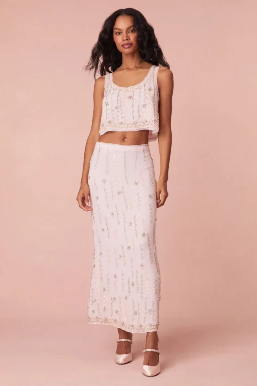Women LoveShackFancy Goodall Embellished Midi Skirt