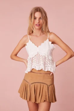 Women LoveShackFancy Hamilton Suede Mini Skirt