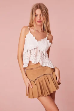 Women LoveShackFancy Hamilton Suede Mini Skirt