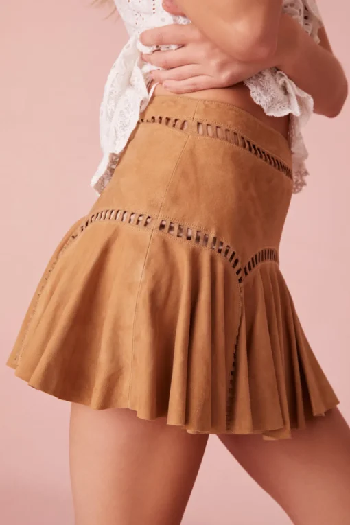 Women LoveShackFancy Hamilton Suede Mini Skirt