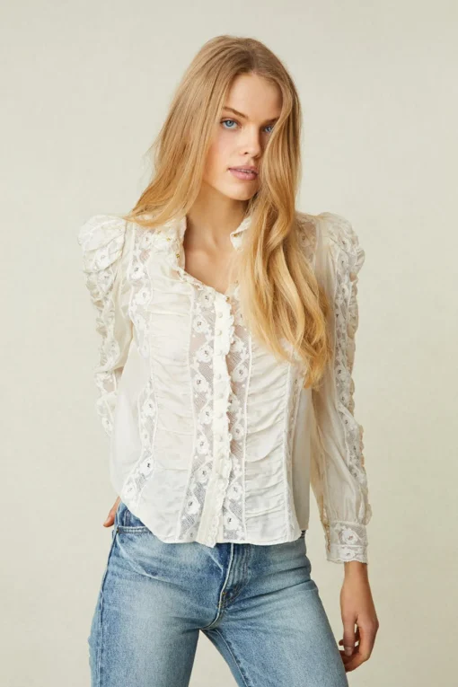 Women LoveShackFancy Jacque Silk Top