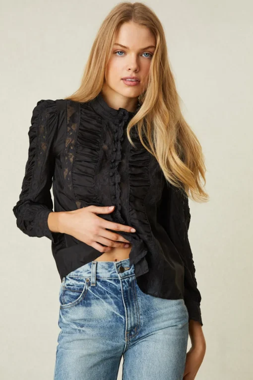 Women LoveShackFancy Jacque Silk Top