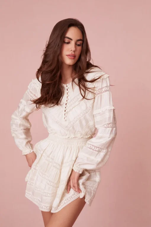 Women LoveShackFancy Jones Victorian Lace Mini Dress