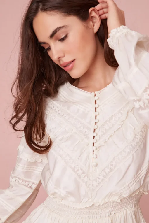 Women LoveShackFancy Jones Victorian Lace Mini Dress