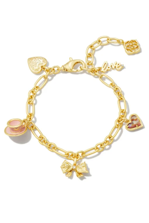 LoveShackFancy Kendra Scott X Gold Charm Bracelet In Pink Mix