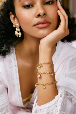 LoveShackFancy Kendra Scott X Gold Charm Bracelet In Pink Mix