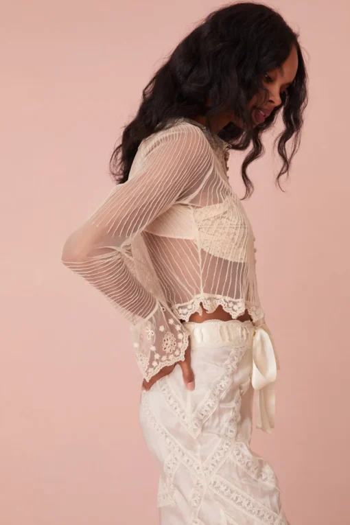 Women LoveShackFancy Koto Long Sleeve Sheer Blouse