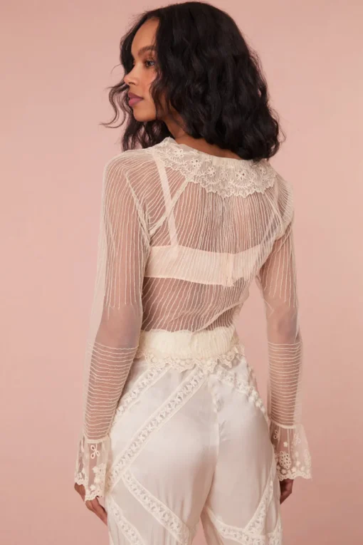 Women LoveShackFancy Koto Long Sleeve Sheer Blouse