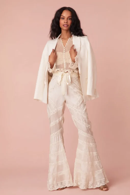 Women LoveShackFancy Koto Long Sleeve Sheer Blouse