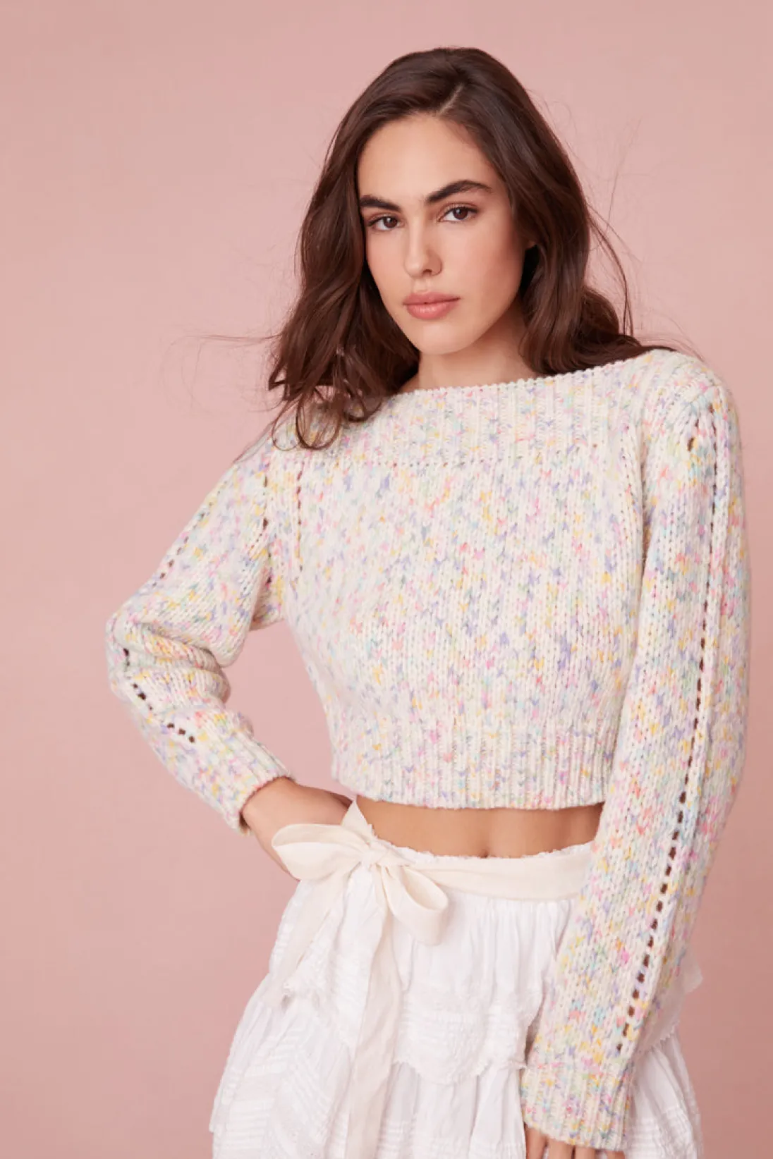 Women LoveShackFancy Larson Cotton Crop Pullover