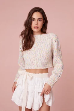 Women LoveShackFancy Larson Cotton Crop Pullover