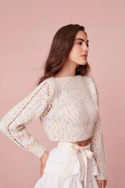 Women LoveShackFancy Larson Cotton Crop Pullover