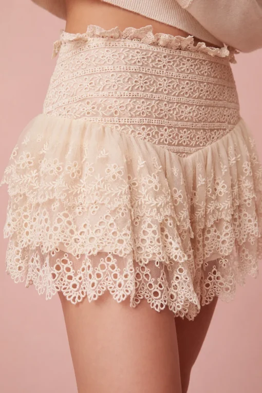 Women LoveShackFancy Limina Ruffle Mini Skirt
