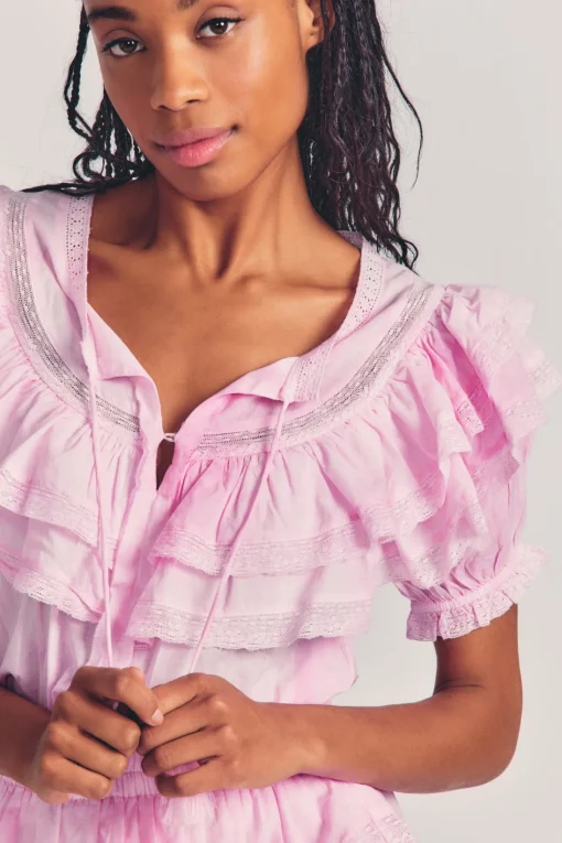 Women LoveShackFancy Liv Cotton Ruffled Dress