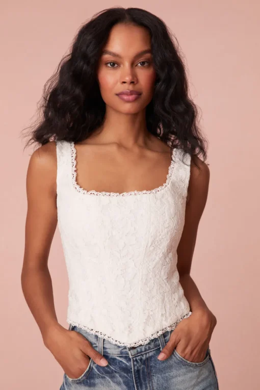 Women LoveShackFancy Lorelai Lace Corset Bustier