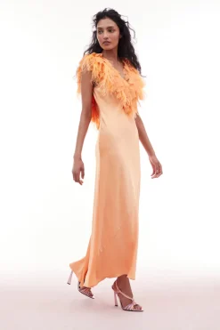 Women LoveShackFancy Manota Feather Trim Dress