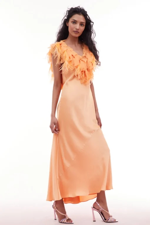 Women LoveShackFancy Manota Feather Trim Dress