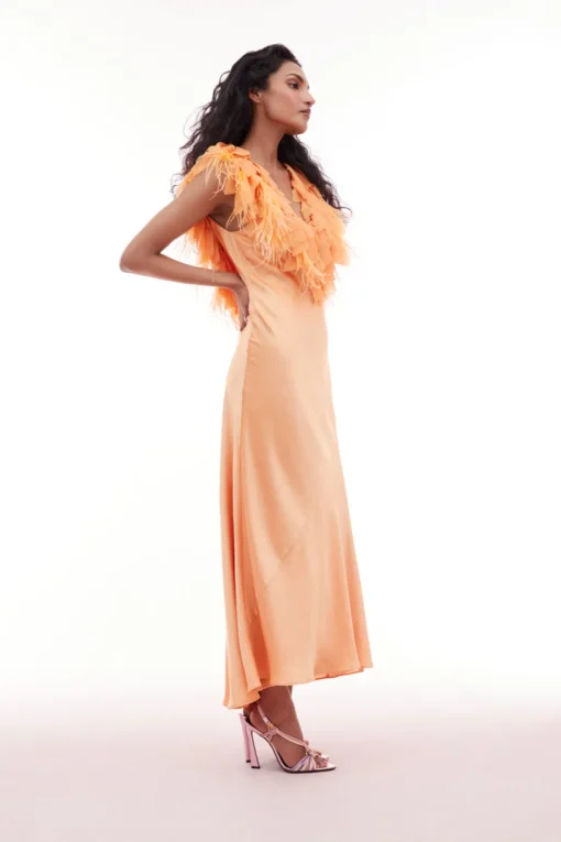 Women LoveShackFancy Manota Feather Trim Dress