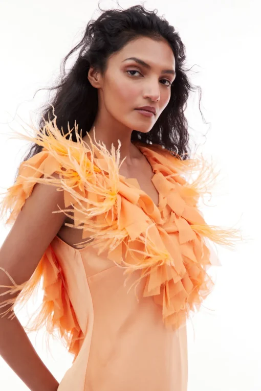 Women LoveShackFancy Manota Feather Trim Dress