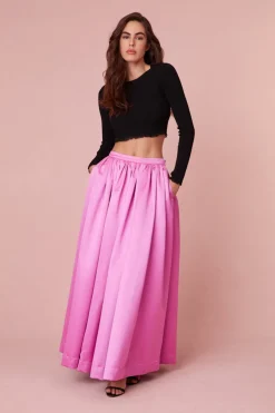 Women LoveShackFancy Minita Luxe Satin Maxi Skirt
