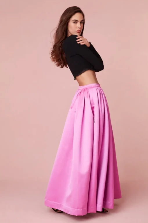 Women LoveShackFancy Minita Luxe Satin Maxi Skirt