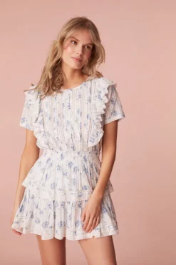 Women LoveShackFancy Natasha Blue Floral Dress