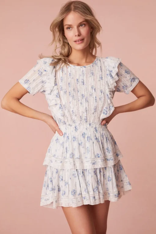 Women LoveShackFancy Natasha Blue Floral Dress