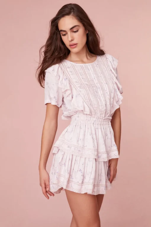 Women LoveShackFancy Natasha Lavender Mini Dress