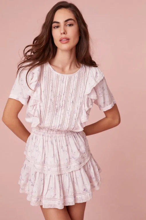 Women LoveShackFancy Natasha Lavender Mini Dress