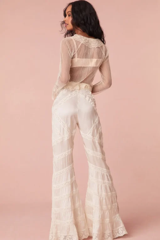 Women LoveShackFancy Neliana Ribbon Flare Pants