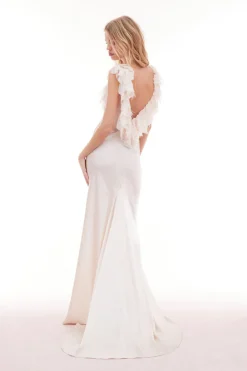 Women LoveShackFancy Newbury Feather Trim Gown