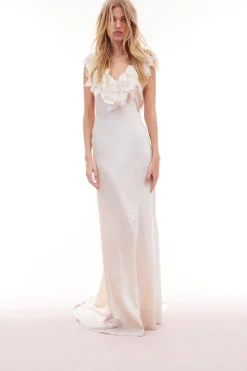 Women LoveShackFancy Newbury Feather Trim Gown