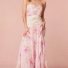 Women LoveShackFancy Pintil Strapless Floral Gown