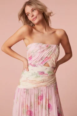 Women LoveShackFancy Pintil Strapless Floral Gown