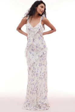Women LoveShackFancy Radiance Chiffon Flutter Sleeve Maxi Dress
