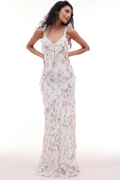 Women LoveShackFancy Radiance Chiffon Flutter Sleeve Maxi Dress